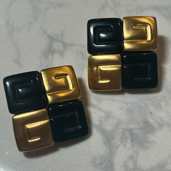 Givenchy Black and Brushed Gold Earrings - Picture 1 of 8